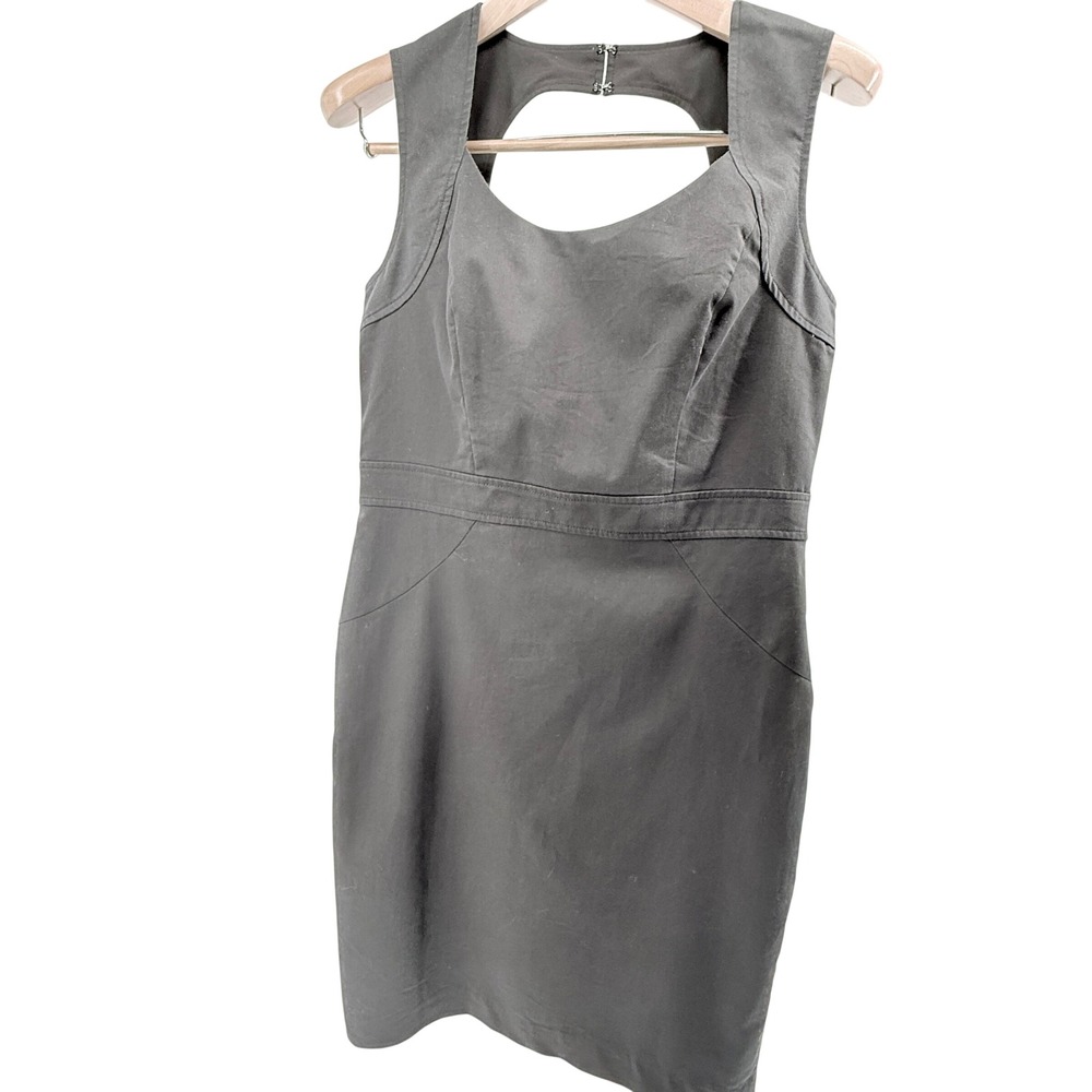 Ann Taylor Womens Black Sheath Dress Cutout Back Sleeveless Pockets Size 8